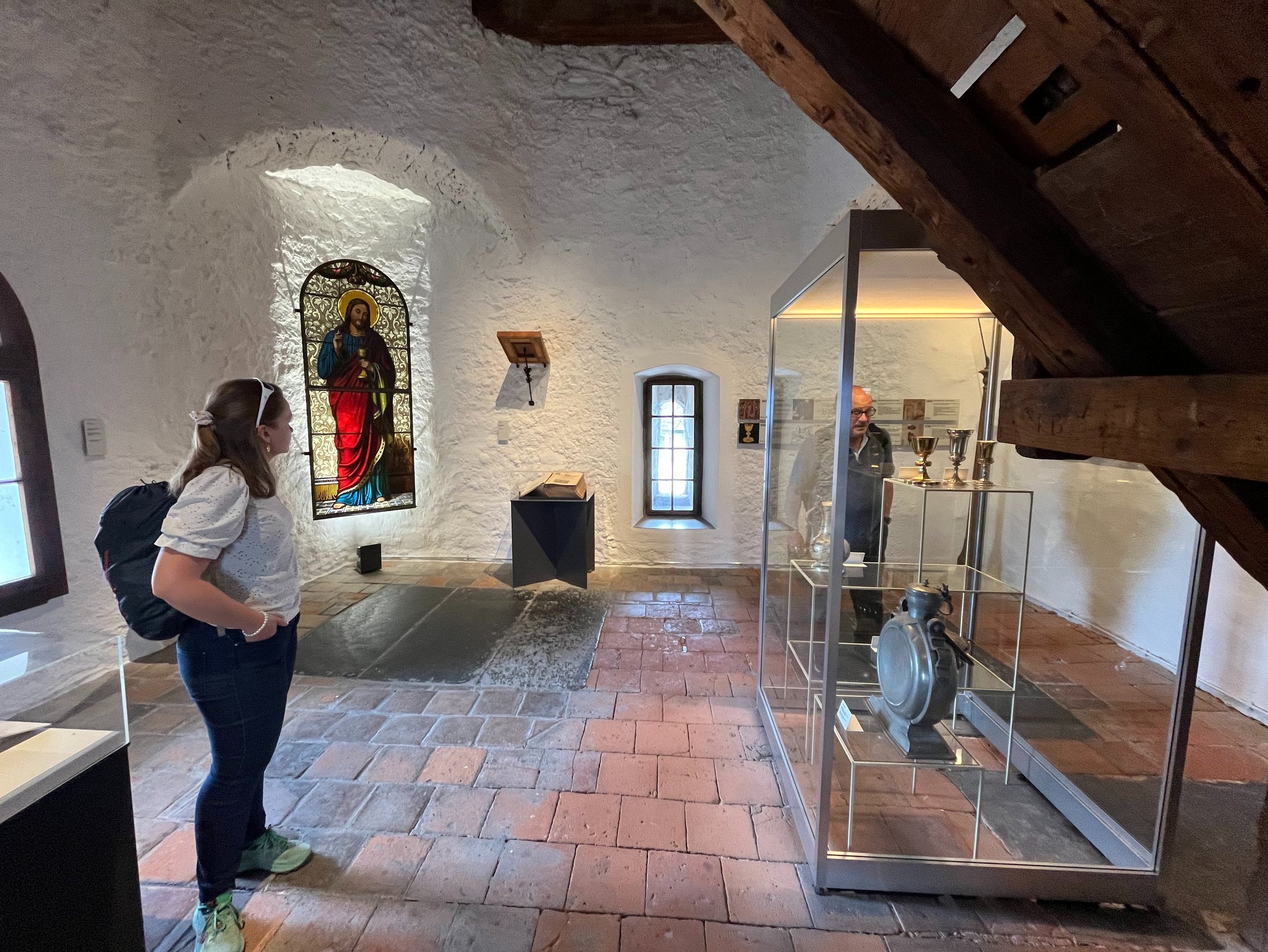 Inside the small Thun Stadtkirche Museum