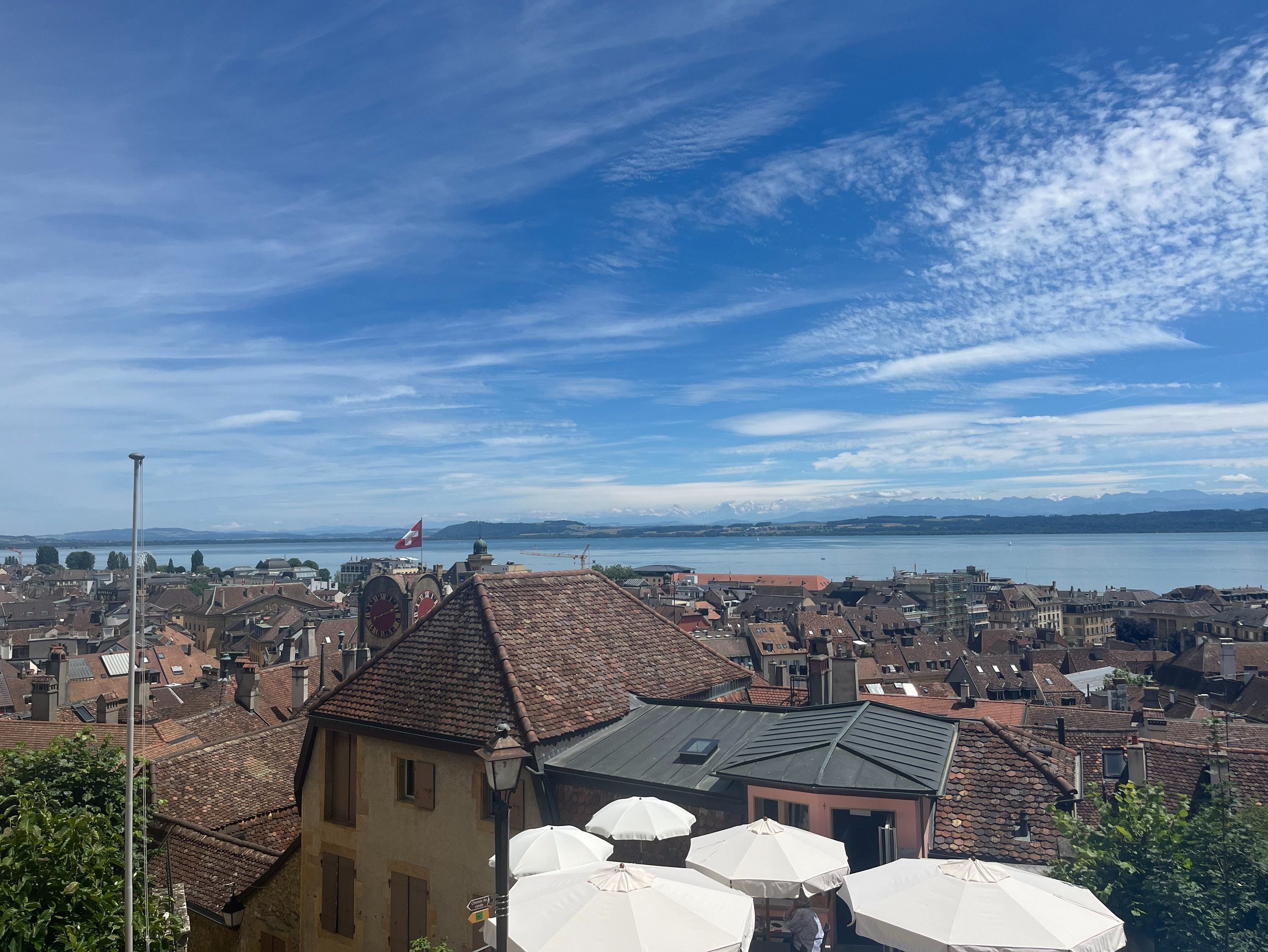 Looking out over Neuchâtel from the Neuchâtel Castle in Switzerland