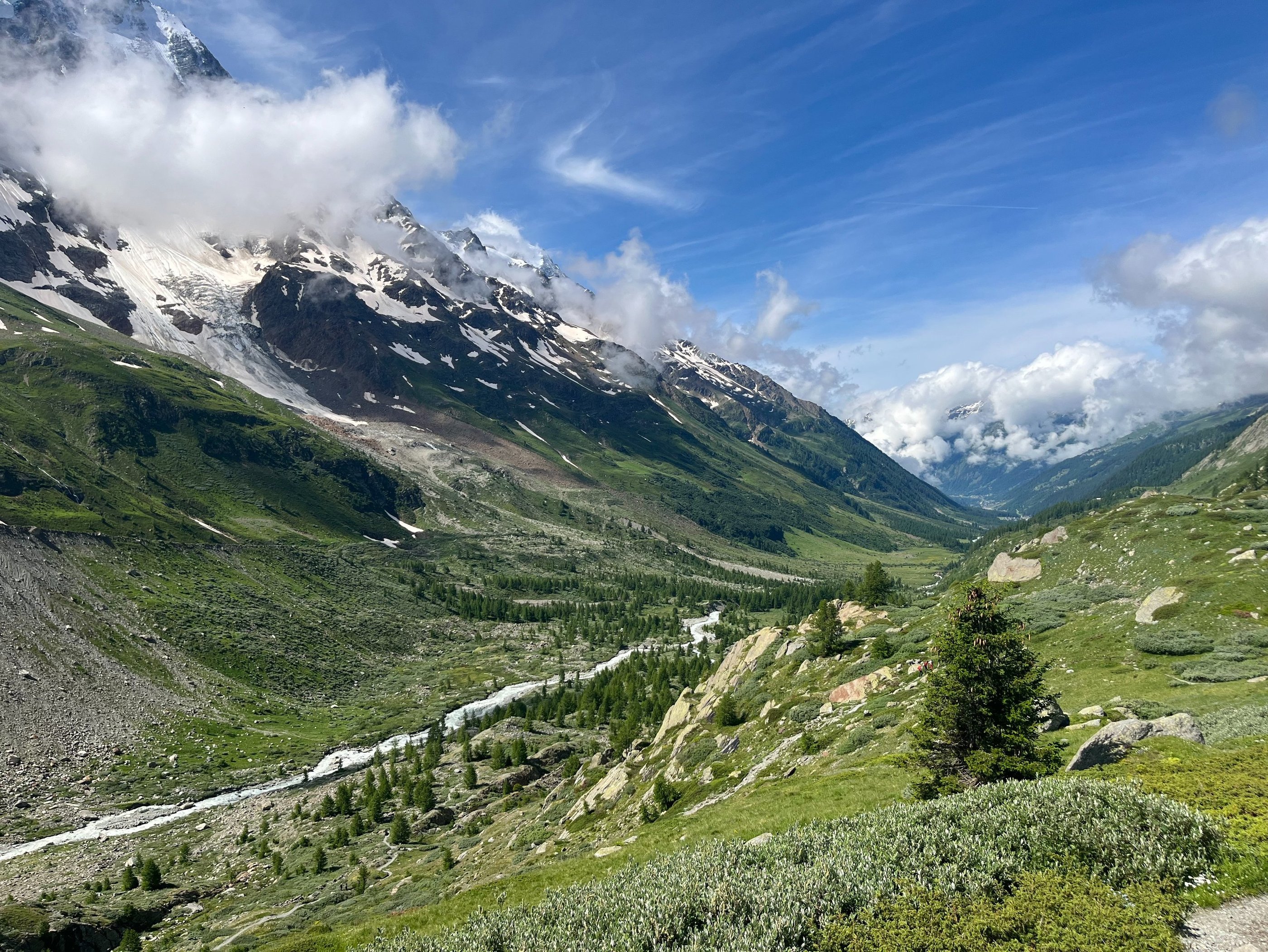 Looking down on the Lötschental from the trail near Anenhütte