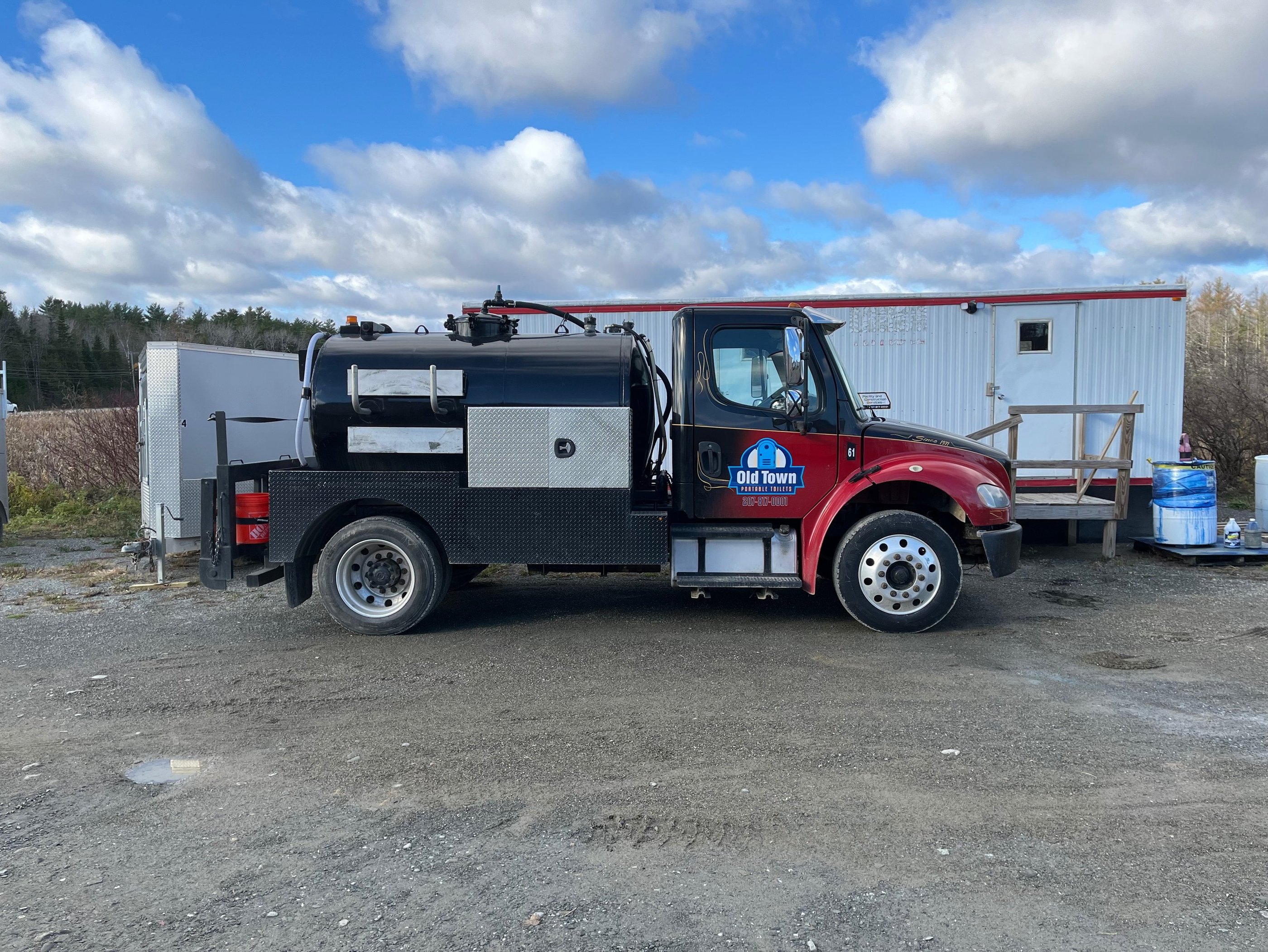 A tanker truck used for servicing toilets