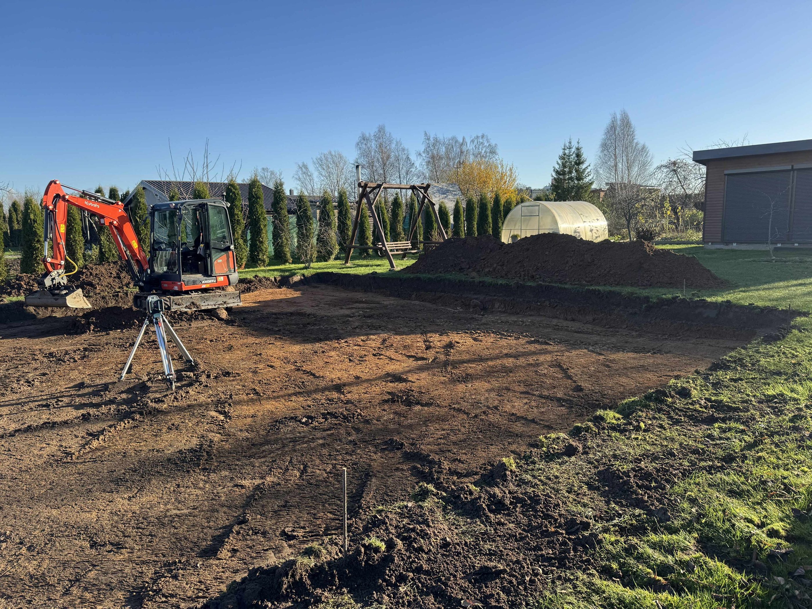 lazeriniu nyvelyru ziurimas aukstis iki nulio, kiek reikia nukasti molio, tam, kad pasipiltu smelis