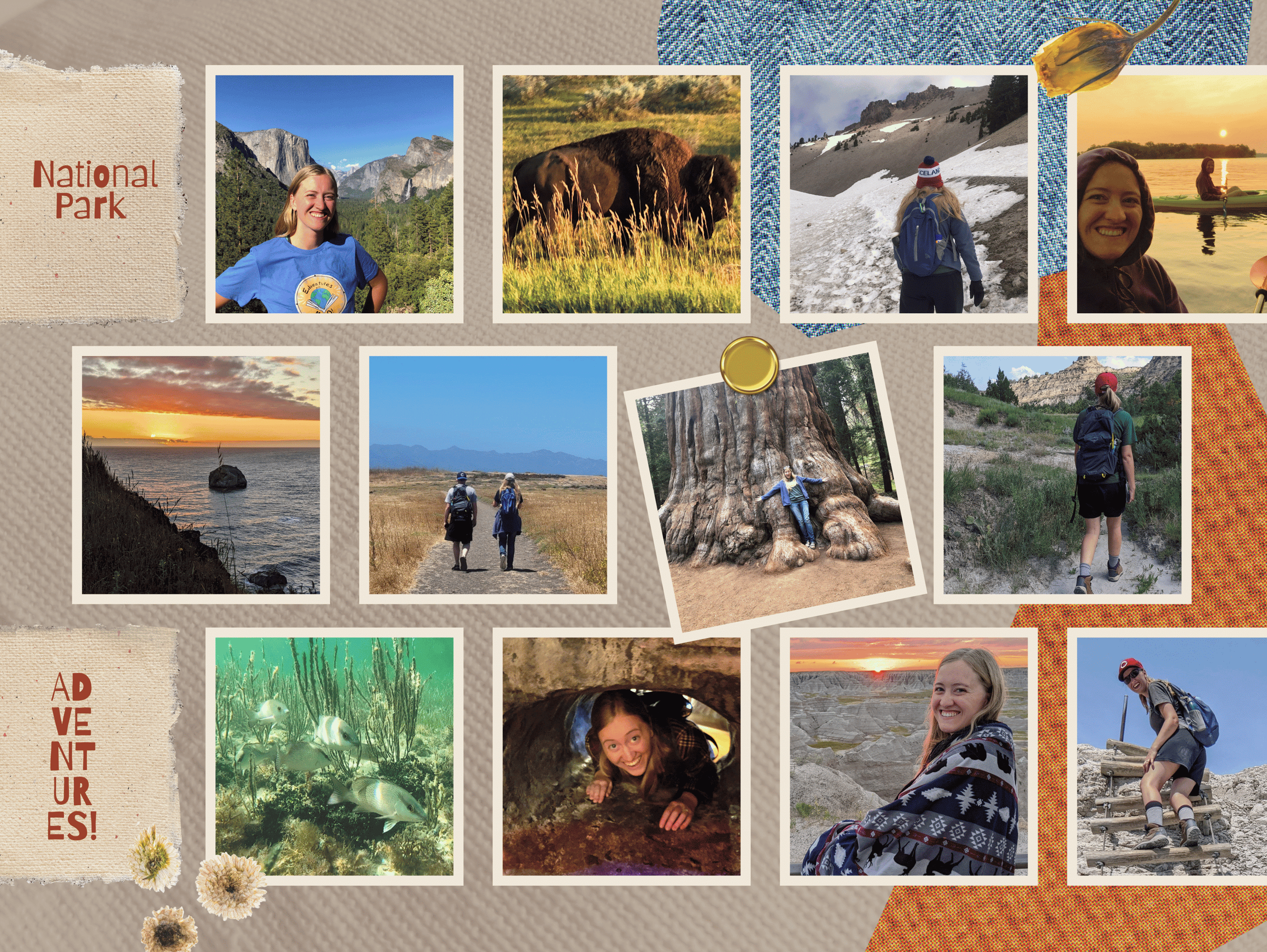 a collage of pictures of teachers traveling to different national parks