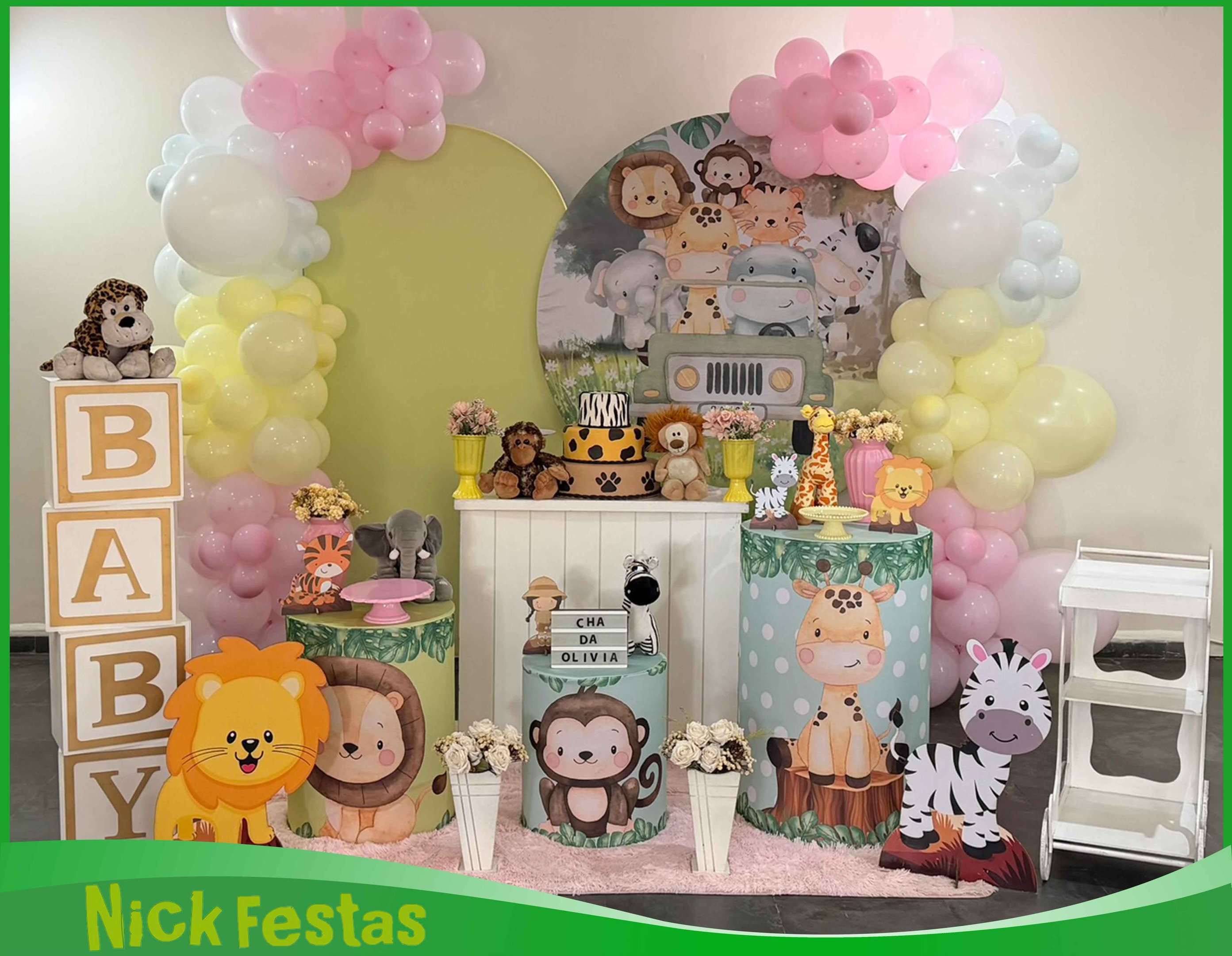 Aluguel de decoração infantil Safari na Freguesia do Ó com mesa decorada temática para festa