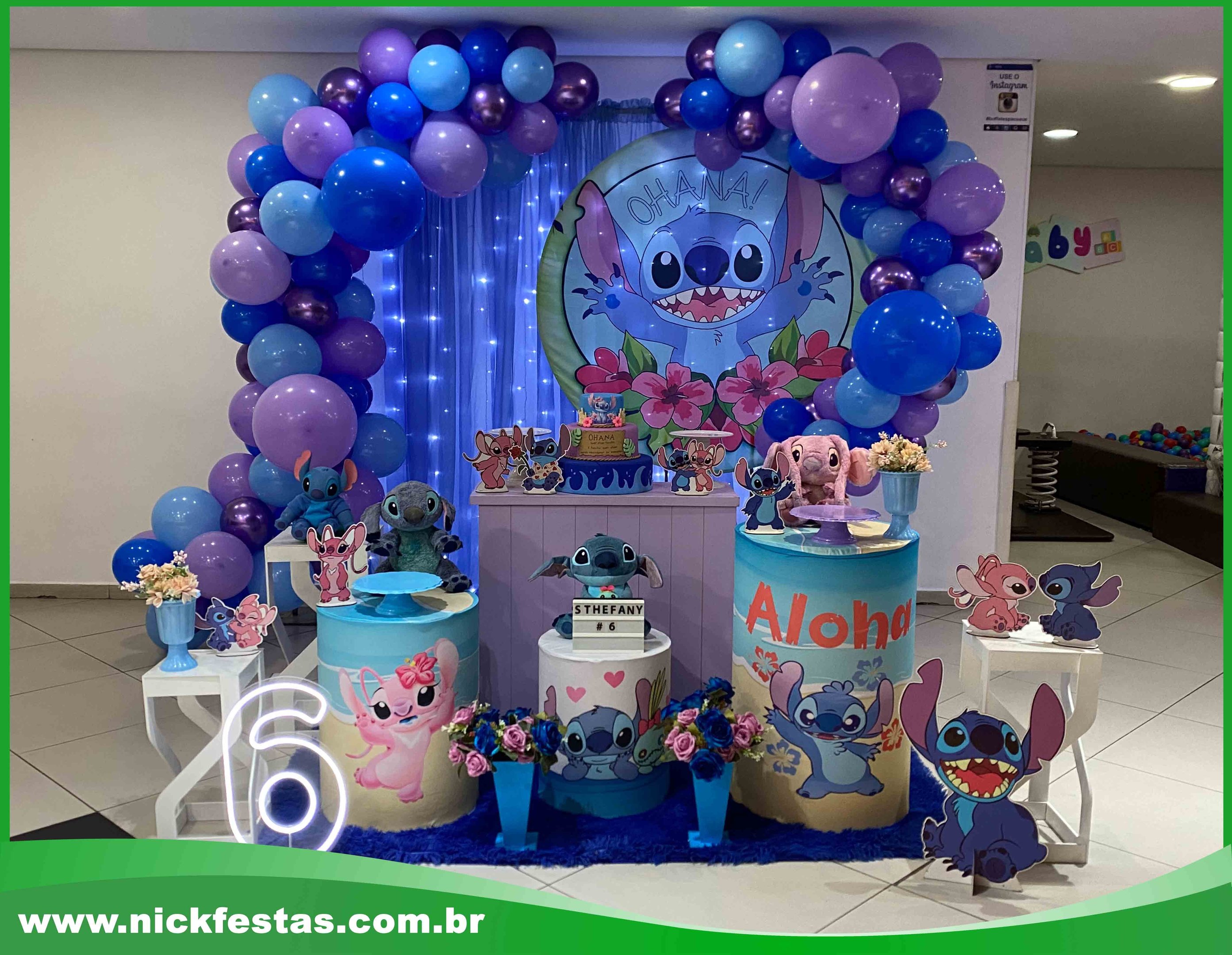 Aluguel de decoração infantil Stitch na Freguesia do Ó com mesa decorada temática para festa