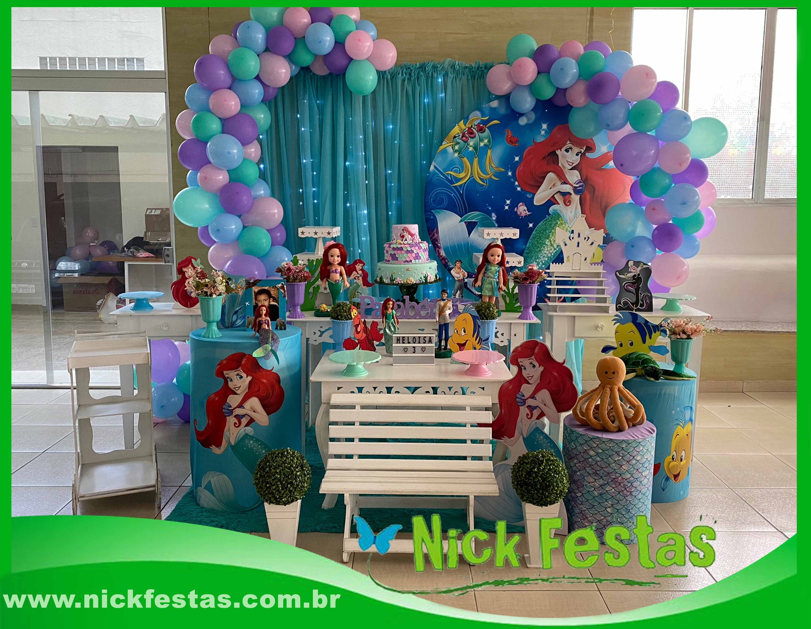 Aluguel de decoração infantil Pequena Sereia na Freguesia do Ó com mesa decorada temática