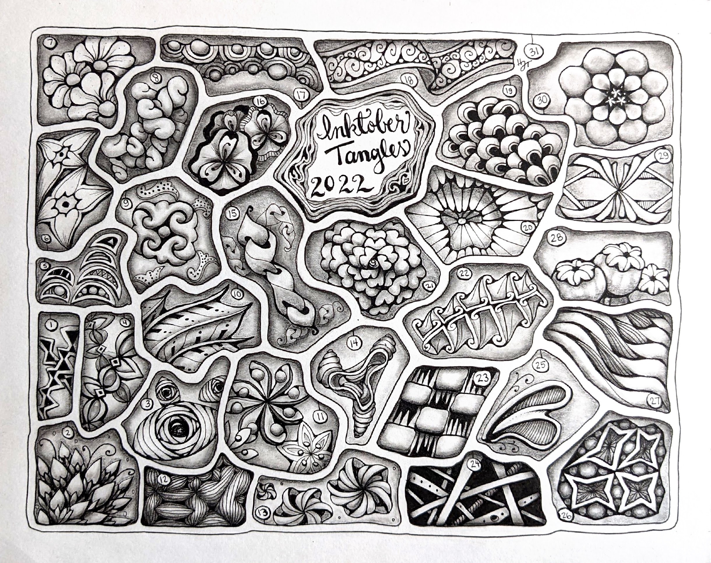 traditional zentangle art on sketchbook page