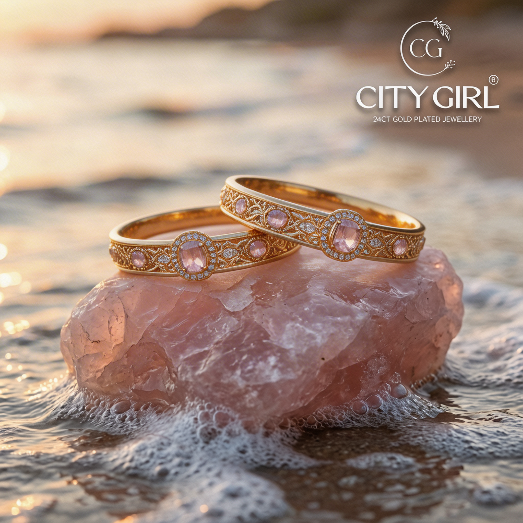 citygoldjewellerybangles.com - Citygirl Gold Plated Bangle sets with AD stones Anti Tarnish