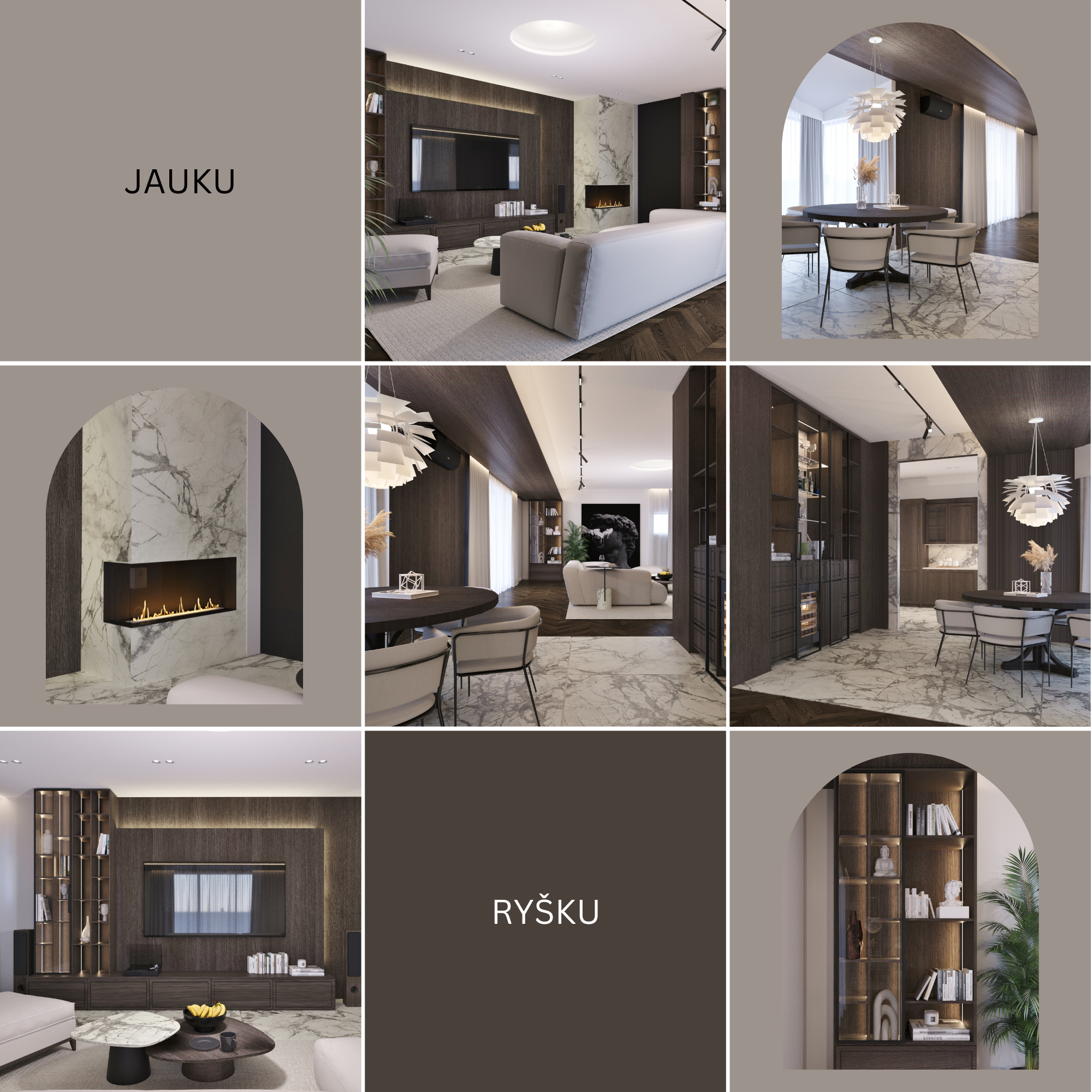 interjero dizaino techniniai brėžiniai – baldų išdėstymo sprendimai