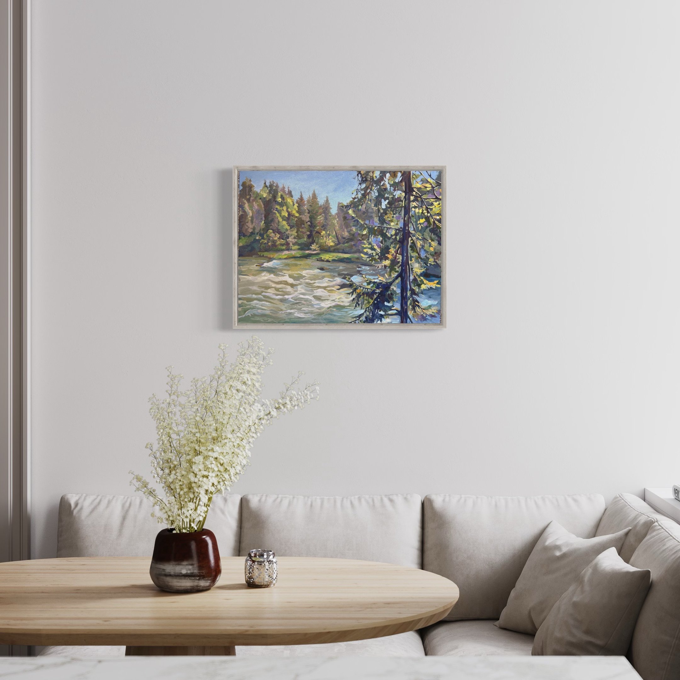 Angela Moiseieva’s River Landscape oil painting 'Enchanted River Where Nature's Force Unfolds' 18x24