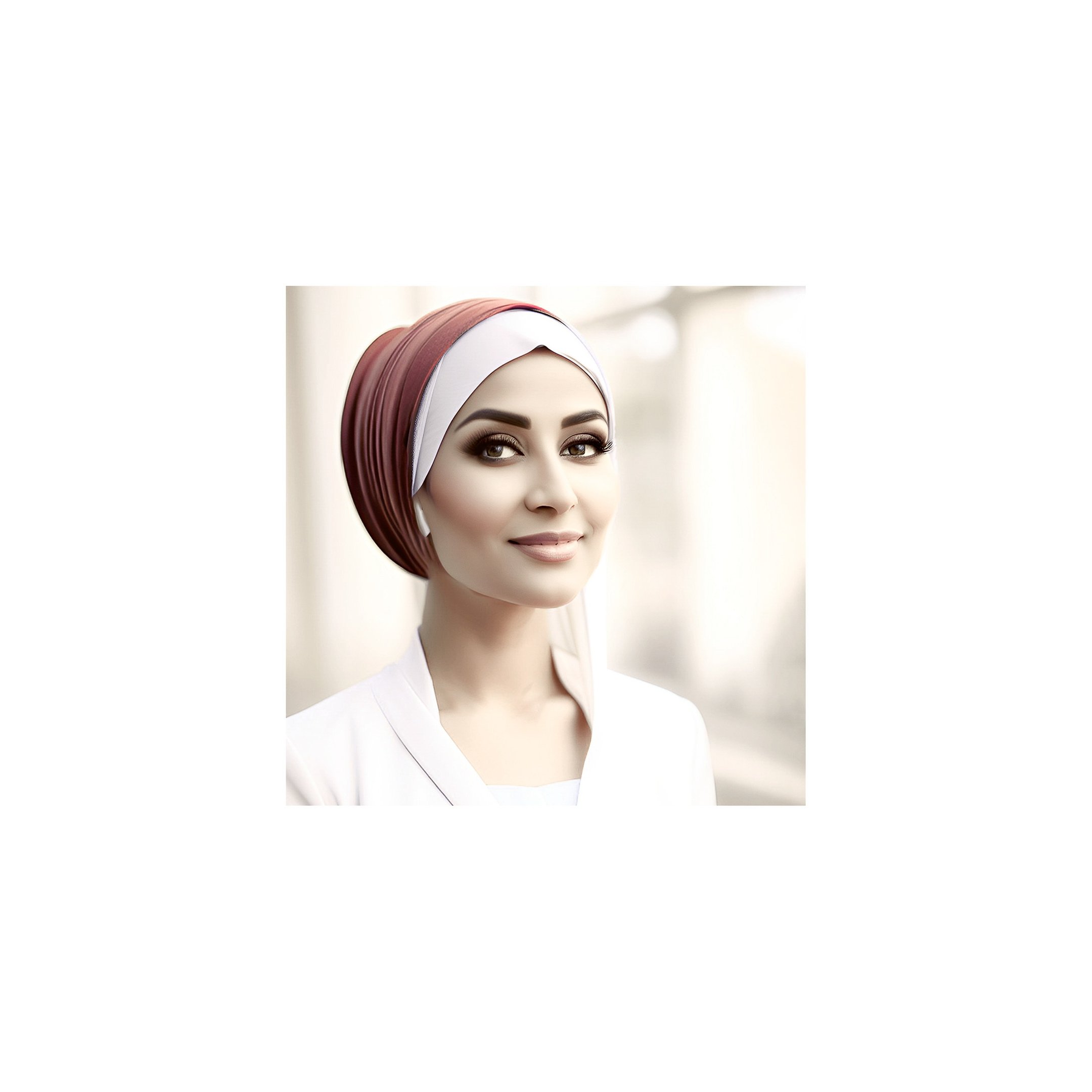 a woman in a turban with a white headband