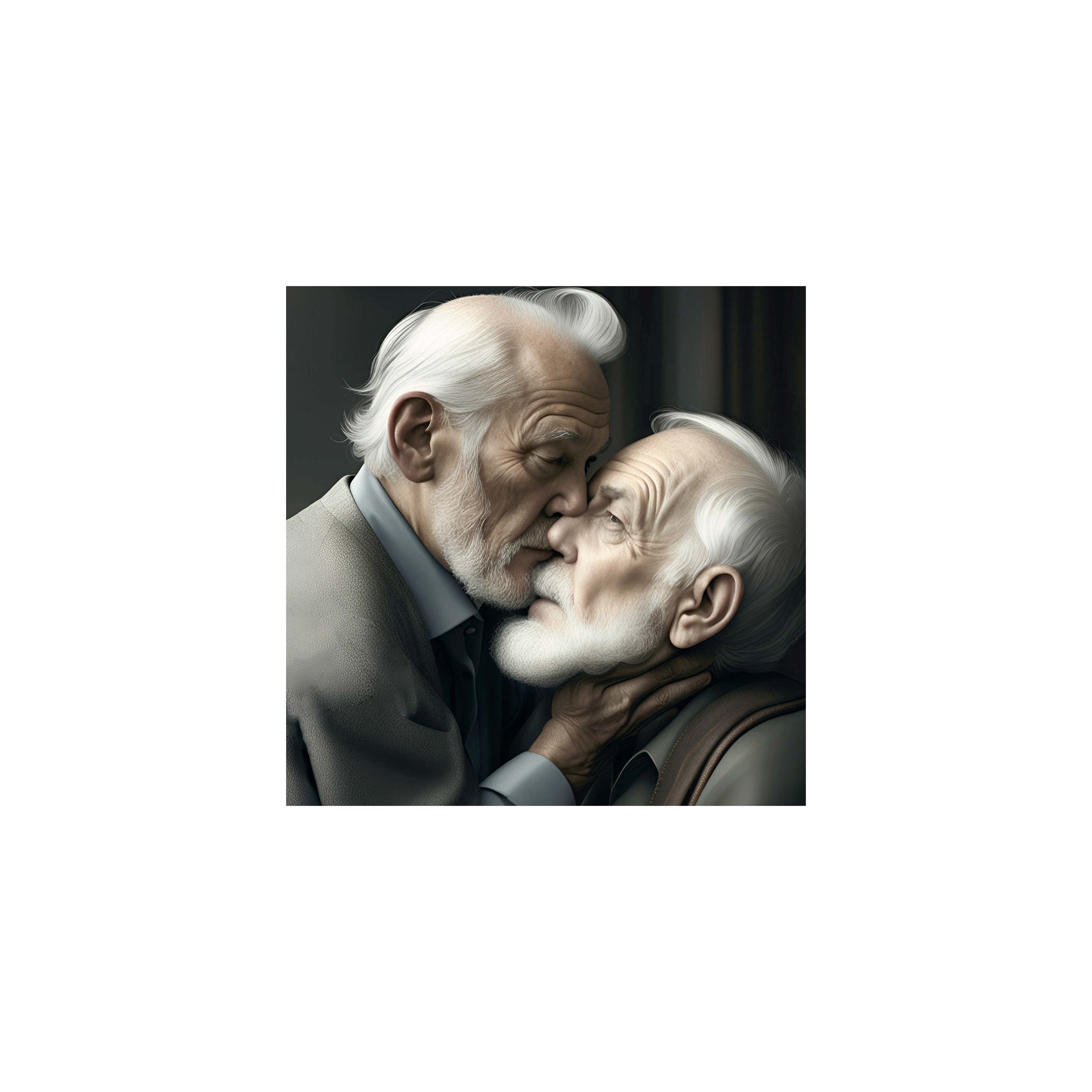 a man and man kissing in a photo