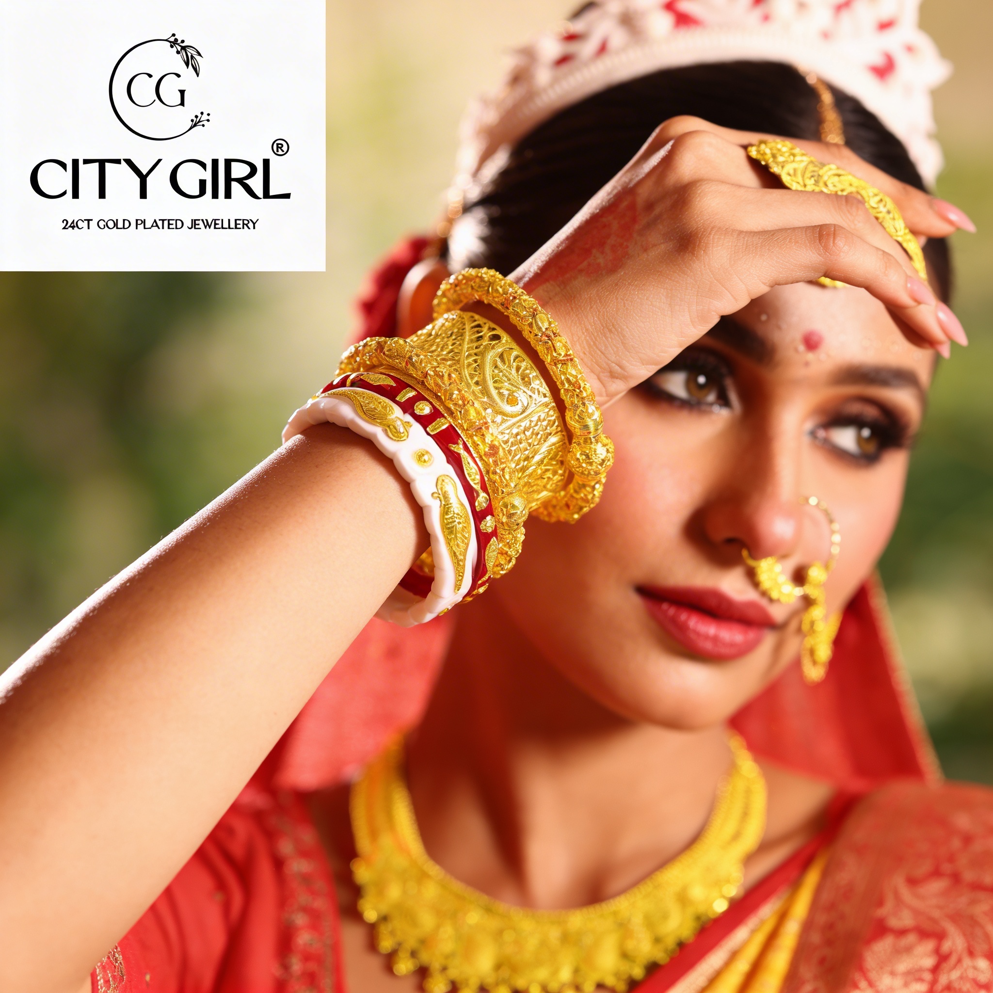 City Girl Jewellery - citygoldbangles - 18 Carat Gold Plated  - Bridal Wear - Bangles Set