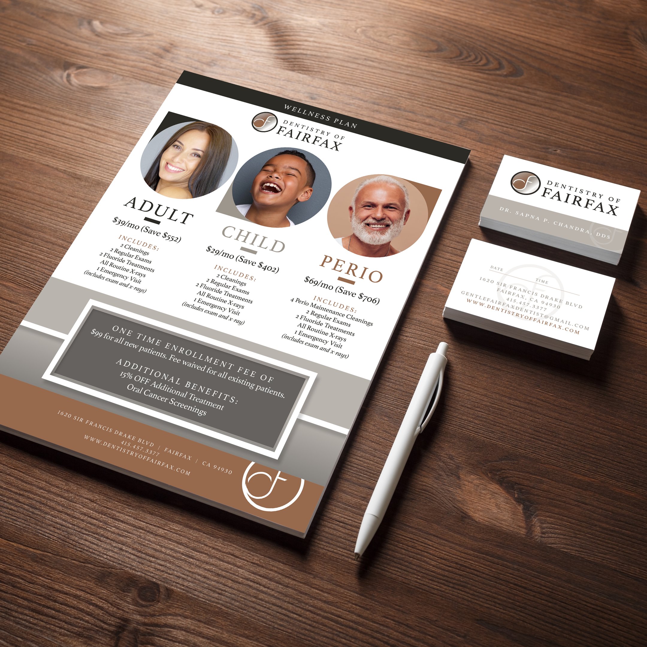 Dentistry of Fairfax stationery and handout