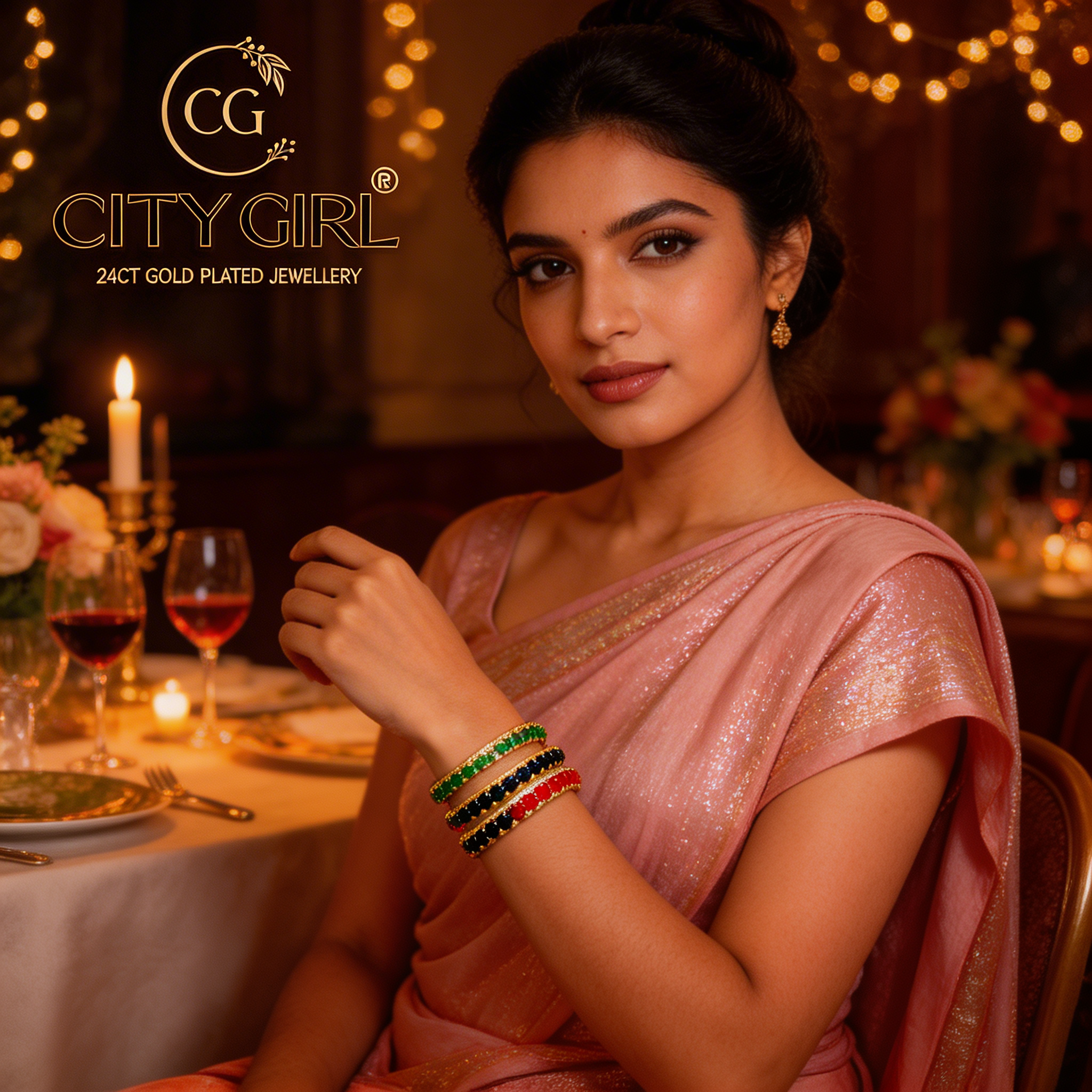 goldcoveringbangles.com - City Girl Jewellery - Party Kangans with CZ- 18K Gold Plated Bangles