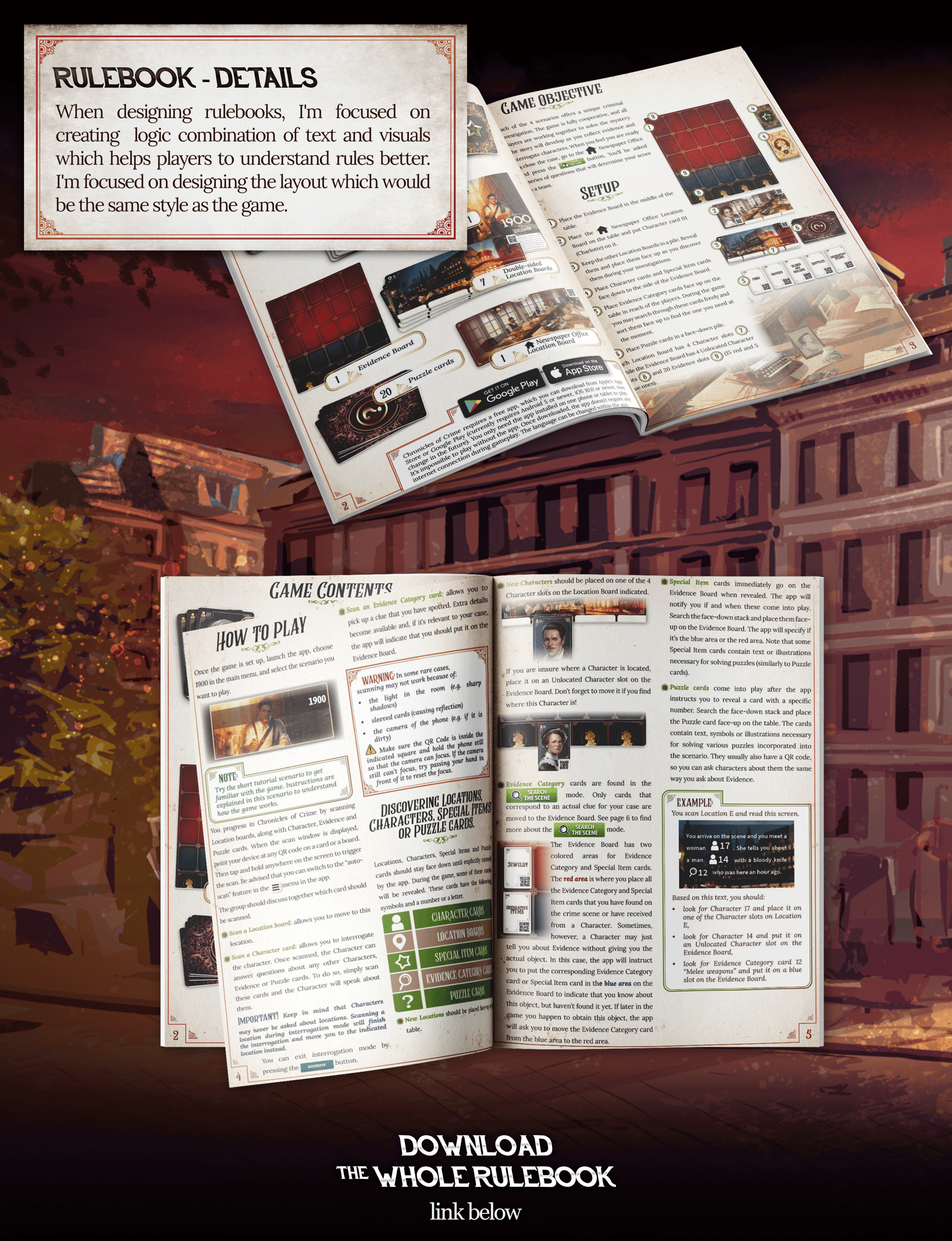 Graphic design of Rulebook of the Chronicles of Crime: Millenium 1900