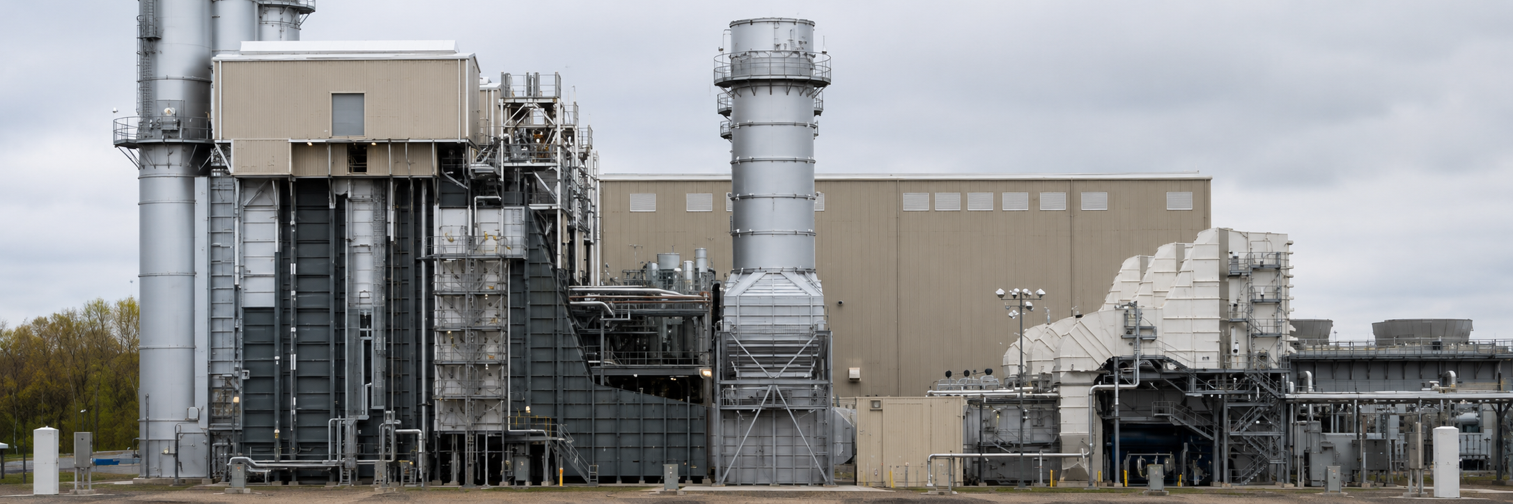Power generation facility with gas turbine and critical plant systems under engineering investigatio