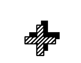 signo de mas rayado ilustrado con otro signo de mas negro en el fondo