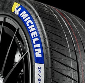 tread design of michelin tyre up close