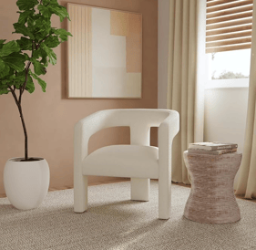 aesthetic fuzzy white chair