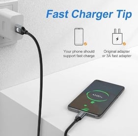 Type-C to A Cable 5pack 6ft Braided Fast Charging 