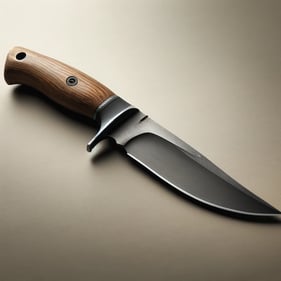 drop point knife blade with wood handle