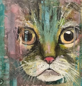 A painting of a cat, pet portrait