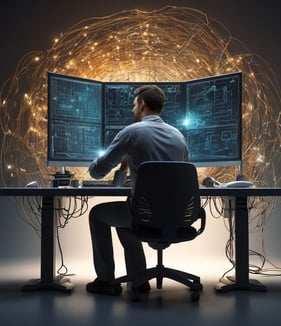 A software engineer meticulously configures a workflow automation system.