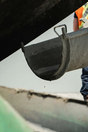 Cement truck spout about pour concrete