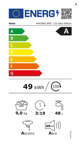 Energielevel von Miele WWI 880 WPS