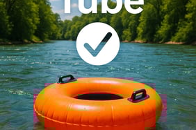 a tube tube boat in the water with a check mark mark on it