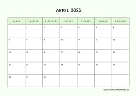 Calendario abril minimalista para imprimir gratis 