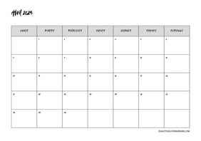 Calendario abril minimalista para imprimir gratis 