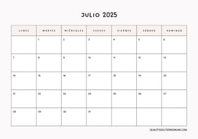 Calendarios de julio para imprimir gratis