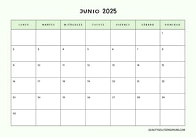 Calendario junio minimalista para imprimir gratis 