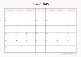 Calendario junio minimalista para imprimir gratis 