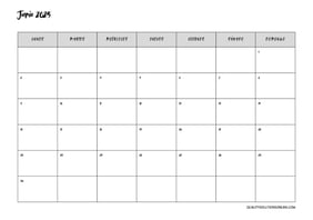 Calendario junio minimalista para imprimir gratis 