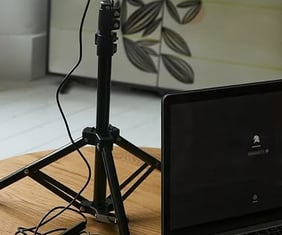 ring light used to film content, content creation creating professional lighting 