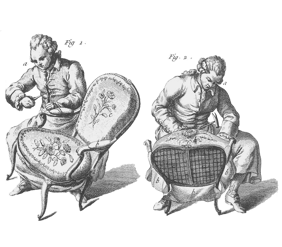 Gravure, tapissier. Encyclopédie D. Diderot et J. d'Alembert