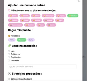 CHOIX DES ÉMOTIONS APPLICATION ÉMOTIVE