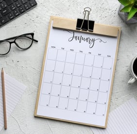 Content creation set up with a calendar for scheduling 
