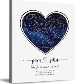 Personalized Star Map with Couple's Names and Special Date Message on it