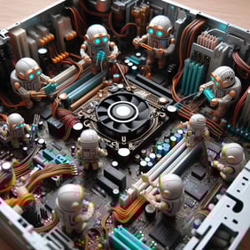 Robots building a computer - Just Kidding