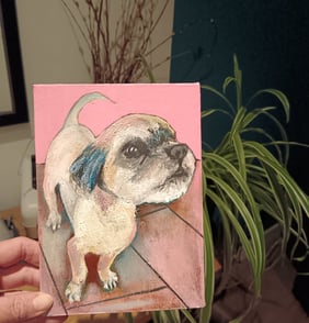 A painting of a dog, pet portrait