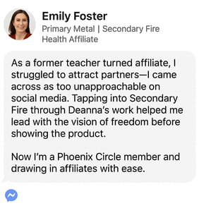 Health affiliate and ex-teacher taps into Secondary Fire to shift her social media presence—now attracting aligned partners.