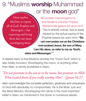 Muslims worship Muhummad or the mood god