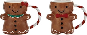 Bico Gingerbread Man Hand Painted Stoneware Mugs Set