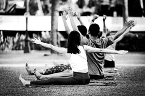 Outdoor yoga practice in Langkawi, Malaysia