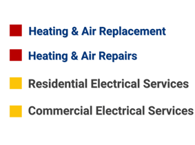 Services offered by Mason Dixon Services HVAC and Electrical