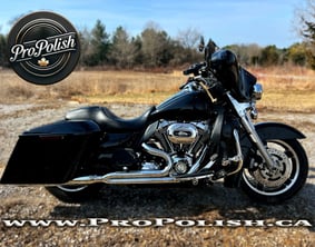 Black Harley Davidson Electra Glide Ceramic Coated by ProPolish Motorcycle Detailing Norfolk County