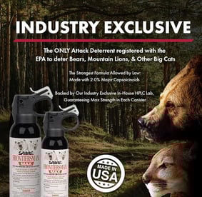 Frontiersman Bear Spray and image of a bear.